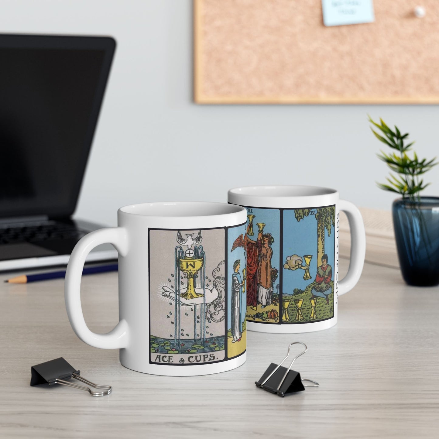 Tarot Cups Ceramic Mug — Vintage Rider Waite Suits of Cups (11oz/15oz)