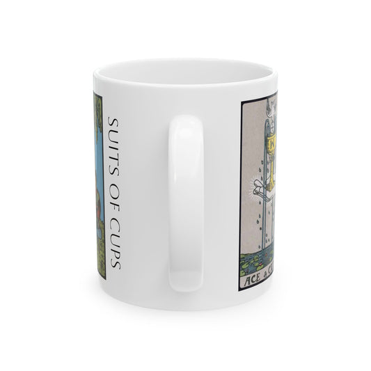 Tarot Cups Ceramic Mug — Vintage Rider Waite Suits of Cups (11oz/15oz)