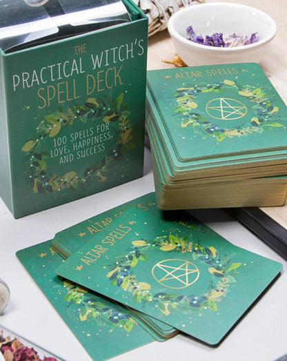 The Practical Witch’s Spell Deck | Updated Edition | 100 Spells + Physical Guidebook | Green Witch Oracle Cards