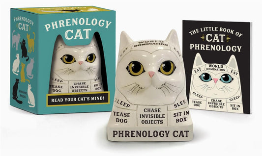 Cat Phrenology Figurine with Mini Guidebook | Read Your Cat’s Mind | Ceramic Cat Decor Gift