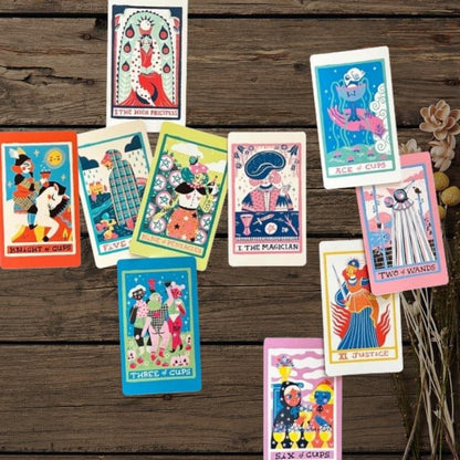 Rainbow Tarot Deck – 78 Colorful Tarot Cards with Holographic Edges & Guidebook | Modern Divination