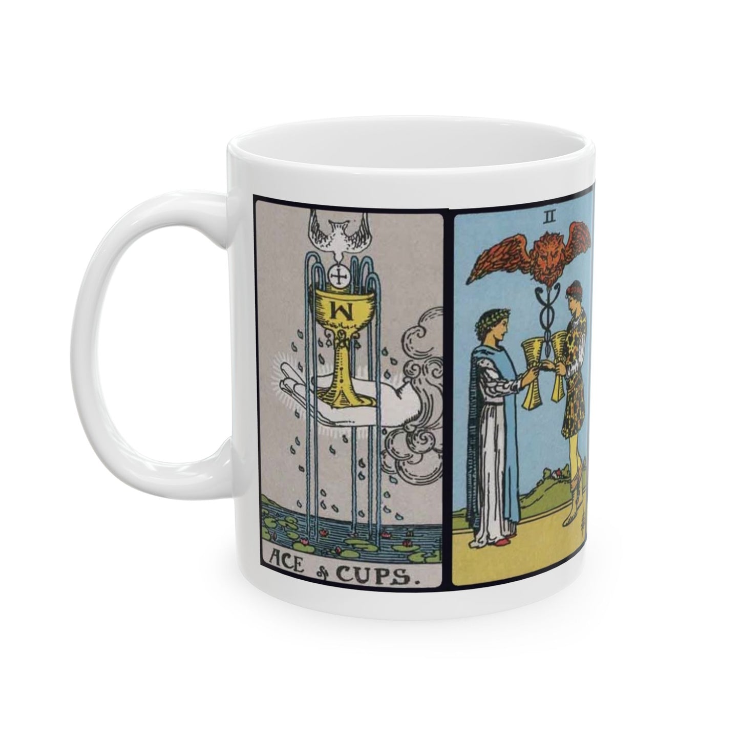 Tarot Cups Ceramic Mug — Vintage Rider Waite Suits of Cups (11oz/15oz)