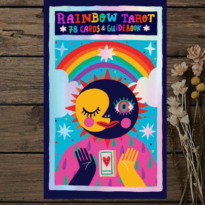 Rainbow Tarot Deck – 78 Colorful Tarot Cards with Holographic Edges & Guidebook | Modern Divination