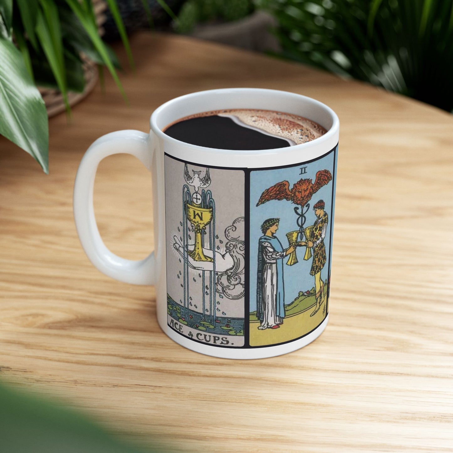 Tarot Cups Ceramic Mug — Vintage Rider Waite Suits of Cups (11oz/15oz)