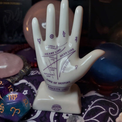 Tiny Palmistry Kit – Mini Porcelain Palm, Palm Reading Guidebook & Crystal – Mystical Home Decor