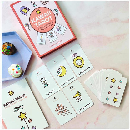 Kawaii Tarot Deck | 78 Illustrated Cards + Guidebook | Pastel Tarot for Beginners | Gift Ready