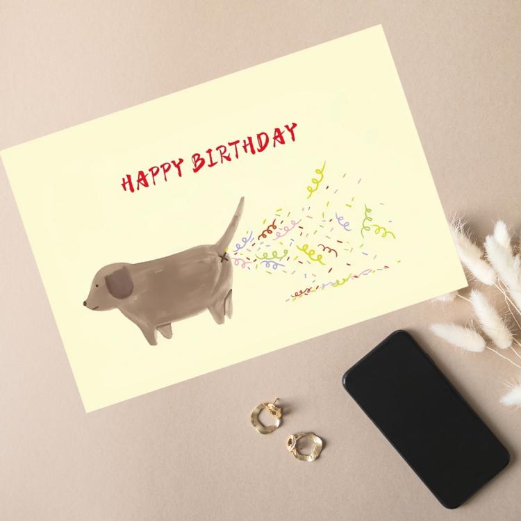 Funny Puppy Birthday Card – Humor Pet Lover Gift with Envelope