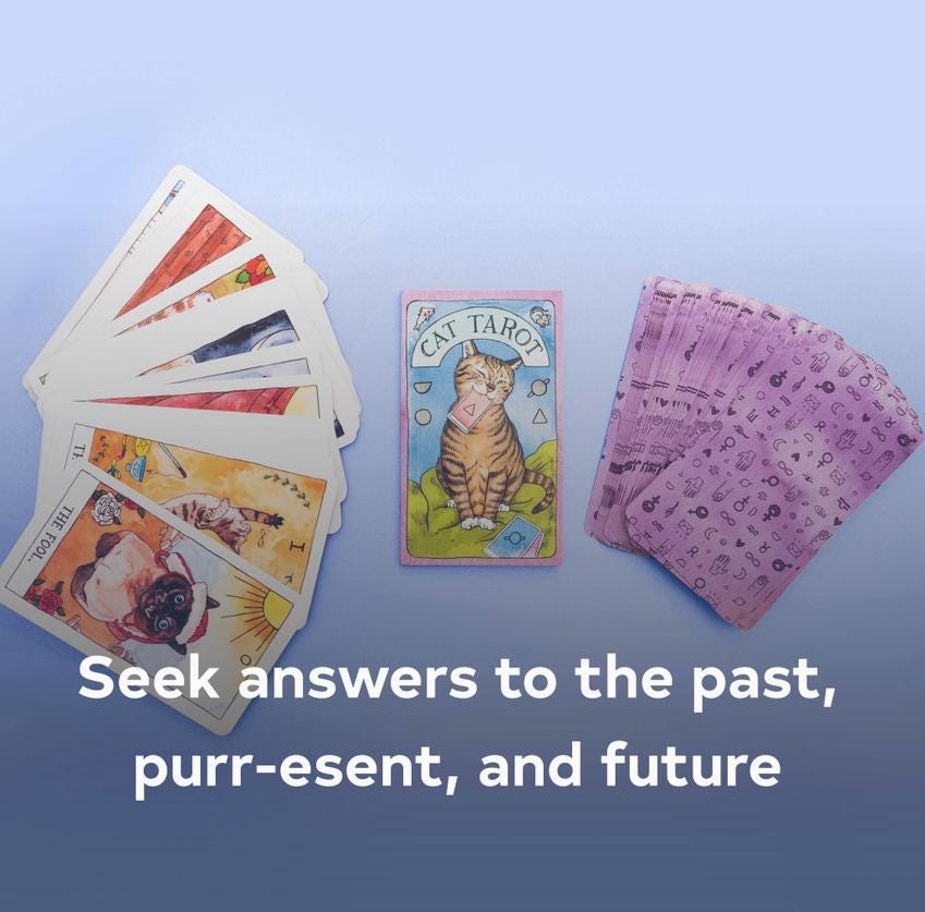 Cat Tarot Deck – Classic Tarot Cards with Cat-Themed Illustrations, 78 Cards & Guidebook
