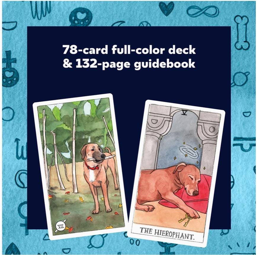 Dog Tarot Deck – Classic Tarot Cards with Dog-Themed Illustrations, 78 Cards & Guidebook