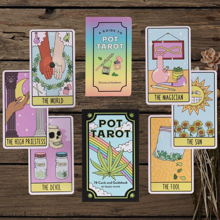 Pot Tarot Deck – 78 Cannabis-Inspired Cards with Guidebook | Modern, Playful Divination Deck