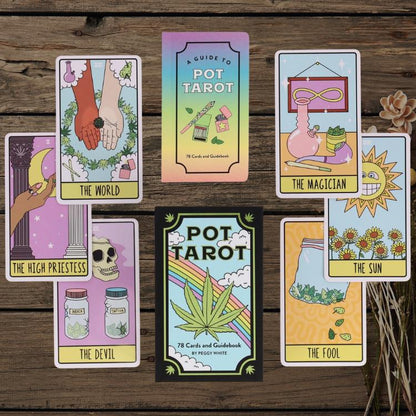 Pot Tarot Deck – 78 Cannabis-Inspired Cards with Guidebook | Modern, Playful Divination Deck