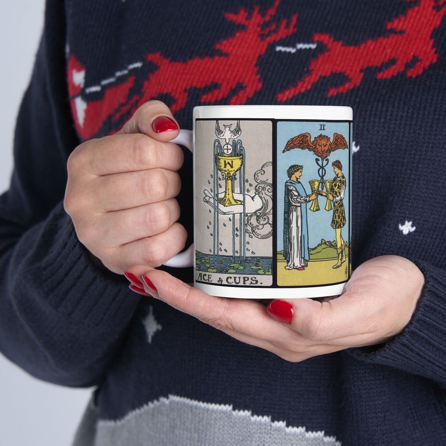 Tarot Cups Ceramic Mug — Vintage Rider Waite Suits of Cups (11oz/15oz)