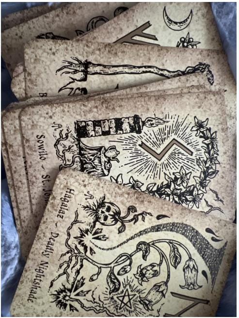 Runes and Roots Oracle Deck | Elder Futhark Runes & Plant Magic | Witchcraft n Herbal Divination Cards