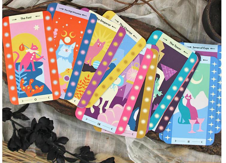 Wise Cat Tarot Deck – 78 Card Tarot with Guidebook, Cat-Themed Divination Cards, Spiritual Gift