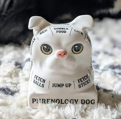 Dog Phrenology – Ceramic Dog Bust with Mini Book | Whimsical Dog Mind Reading Décor