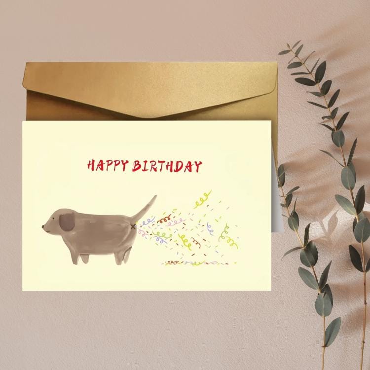 Funny Puppy Birthday Card – Humor Pet Lover Gift with Envelope