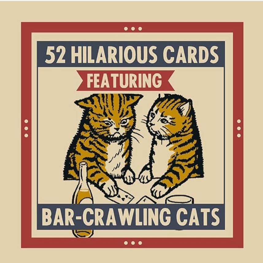 Last Call Cats Playing Cards – Funny Cat-Themed Deck, Bar Games & Party Cards, Illustrated Playing Cards