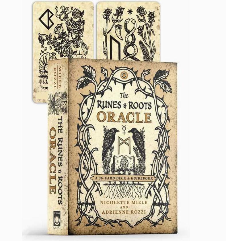 Runes and Roots Oracle Deck | Elder Futhark Runes & Plant Magic | Witchcraft n Herbal Divination Cards