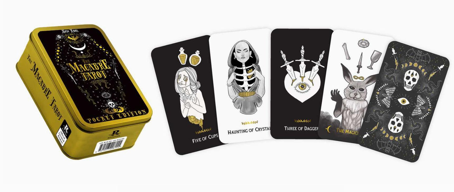 The Macabre Tarot – Pocket Edition Tin Box | Dark Gothic Tarot Deck | Travel Size Divination Cards