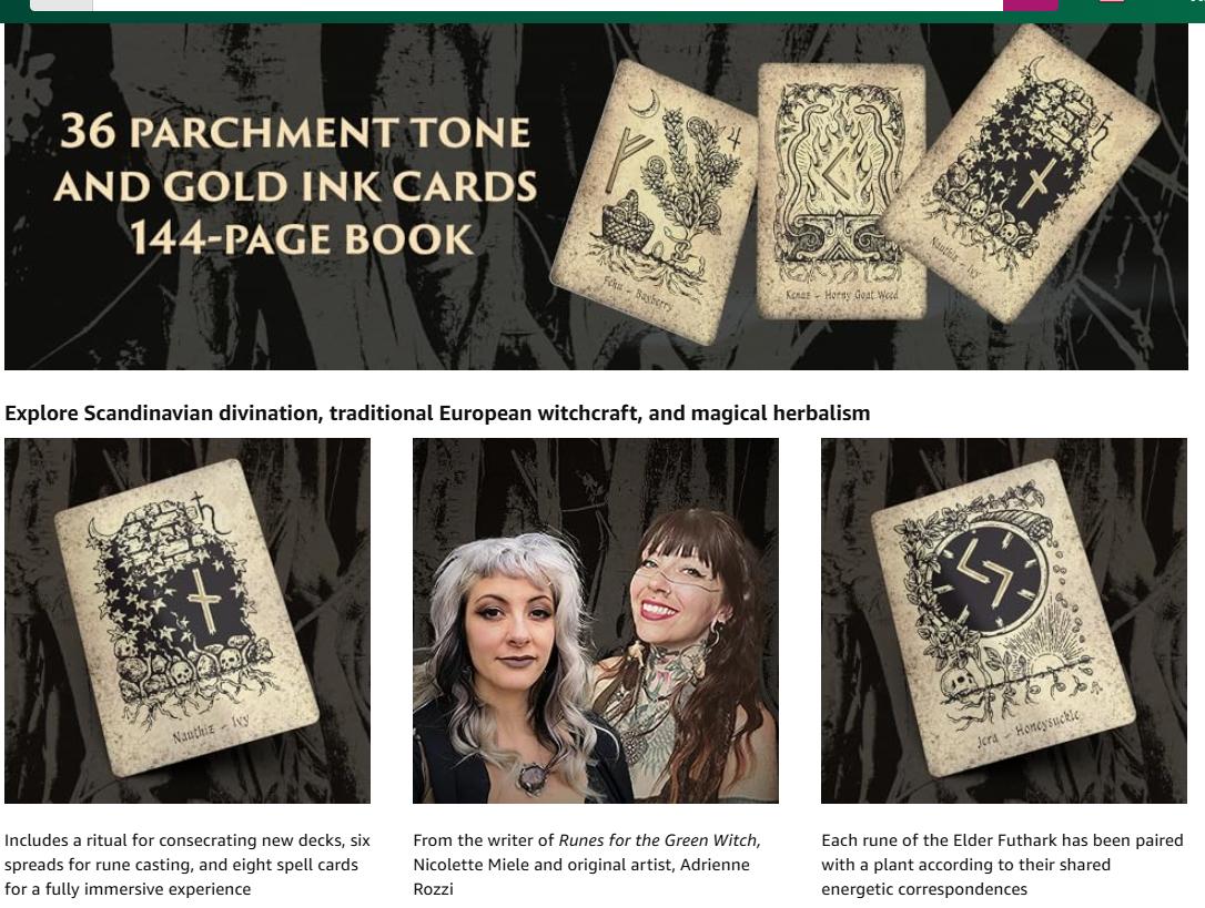 Runes and Roots Oracle Deck | Elder Futhark Runes & Plant Magic | Witchcraft n Herbal Divination Cards