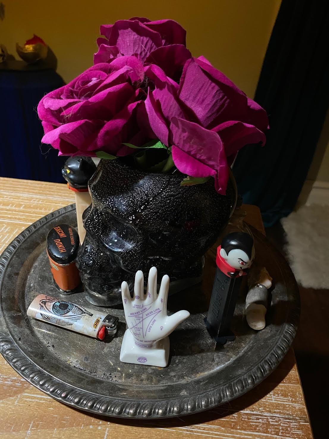 Tiny Palmistry Kit – Mini Porcelain Palm, Palm Reading Guidebook & Crystal – Mystical Home Decor