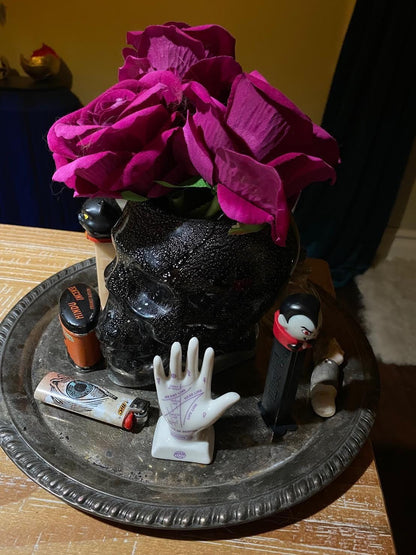 Tiny Palmistry Kit – Mini Porcelain Palm, Palm Reading Guidebook & Crystal – Mystical Home Decor