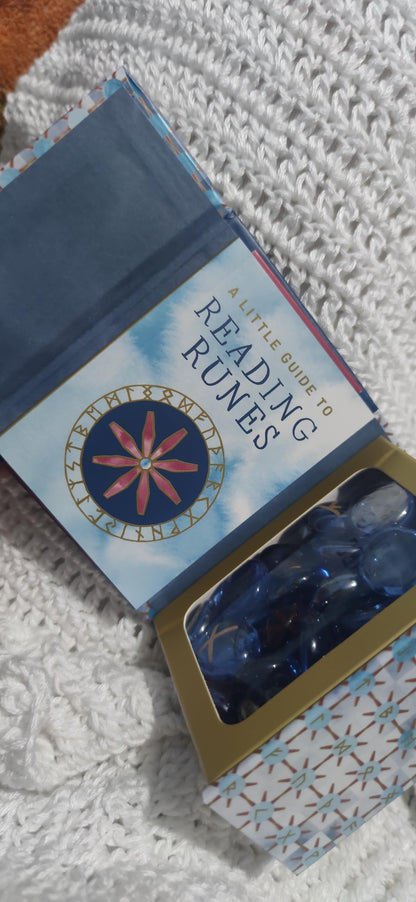 Runes Stone Divination Set with Guidebook – Glass Rune Stones for Norse Magic, Meditation & Spiritual Readings