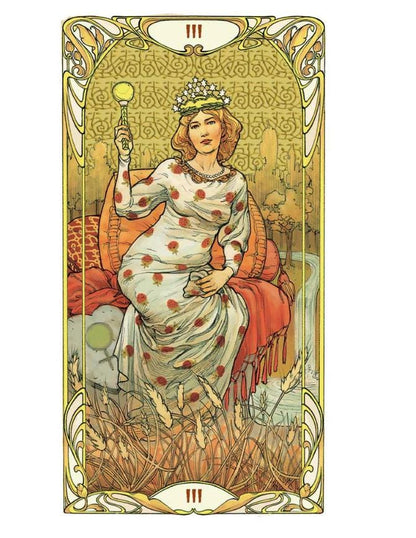 Golden Art Nouveau Tarot – Deck, Grand Trumps & Mini | Gold Foil Art Nouveau Tarot | Lo Scarabeo