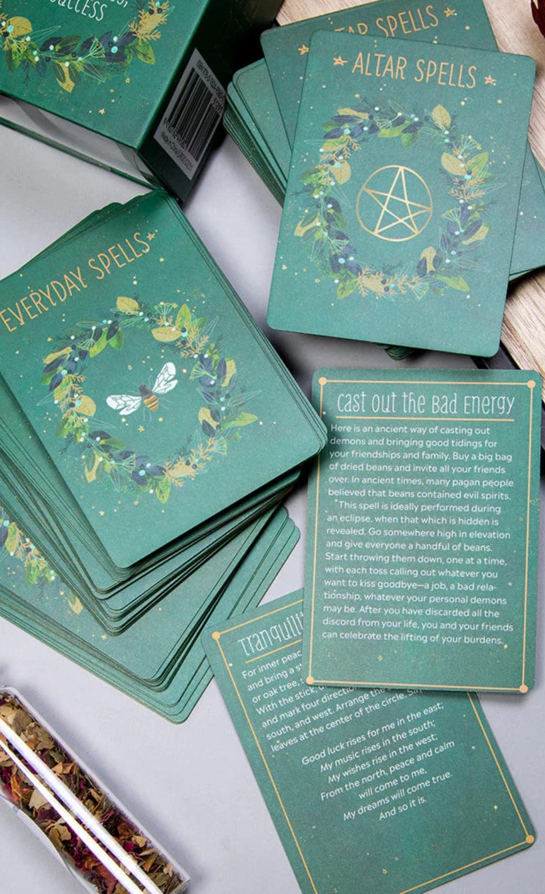 The Practical Witch’s Spell Deck | Updated Edition | 100 Spells + Physical Guidebook | Green Witch Oracle Cards