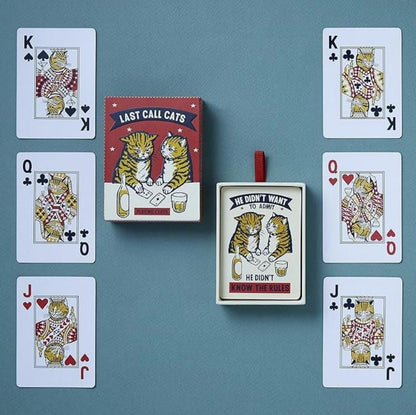 Last Call Cats Playing Cards – Funny Cat-Themed Deck, Bar Games & Party Cards, Illustrated Playing Cards