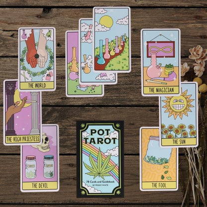 Pot Tarot Deck – 78 Cannabis-Inspired Cards with Guidebook | Modern, Playful Divination Deck