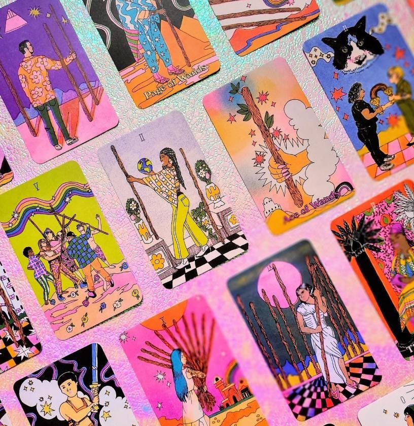 Queer Tarot Deck with Guidebook – Inclusive LGBTQ+ Tarot Cards, Affirmation & Divination Set