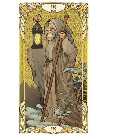 Golden Art Nouveau Tarot – Deck, Grand Trumps & Mini | Gold Foil Art Nouveau Tarot | Lo Scarabeo