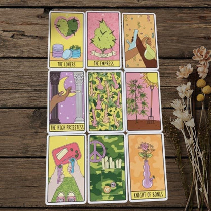 Pot Tarot Deck – 78 Cannabis-Inspired Cards with Guidebook | Modern, Playful Divination Deck