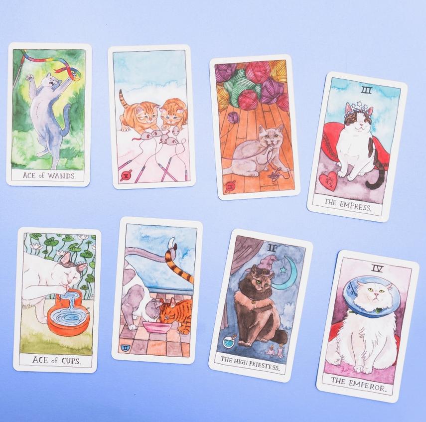Cat Tarot Deck – Classic Tarot Cards with Cat-Themed Illustrations, 78 Cards & Guidebook