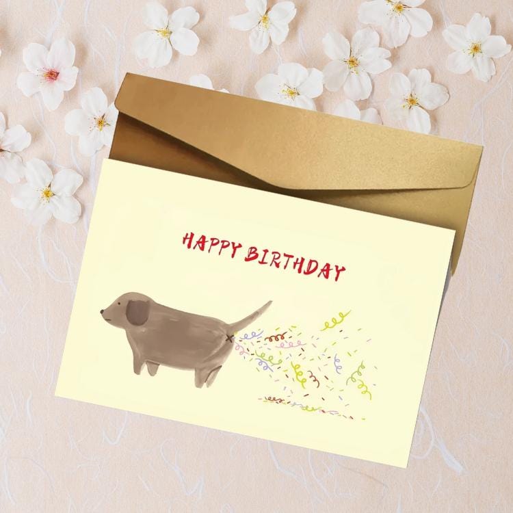 Funny Puppy Birthday Card – Humor Pet Lover Gift with Envelope