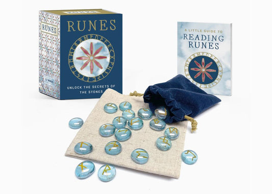 Runes Stone Divination Set with Guidebook – Glass Rune Stones for Norse Magic, Meditation & Spiritual Readings