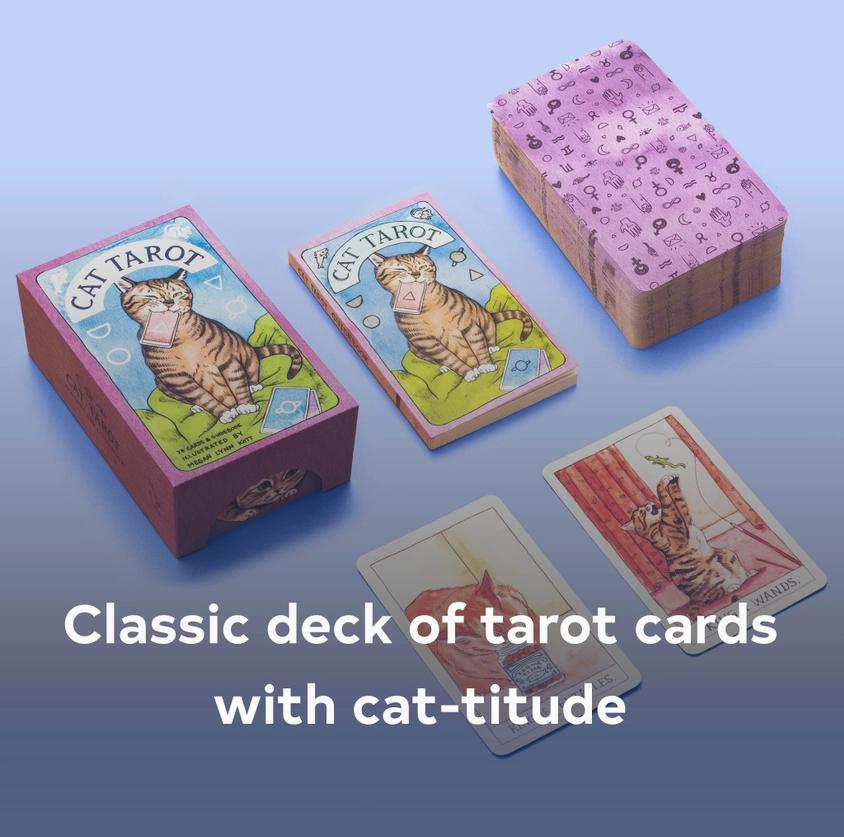 Cat Tarot Deck – Classic Tarot Cards with Cat-Themed Illustrations, 78 Cards & Guidebook