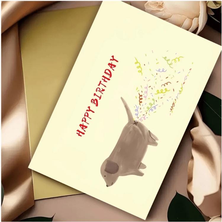 Funny Puppy Birthday Card – Humor Pet Lover Gift with Envelope