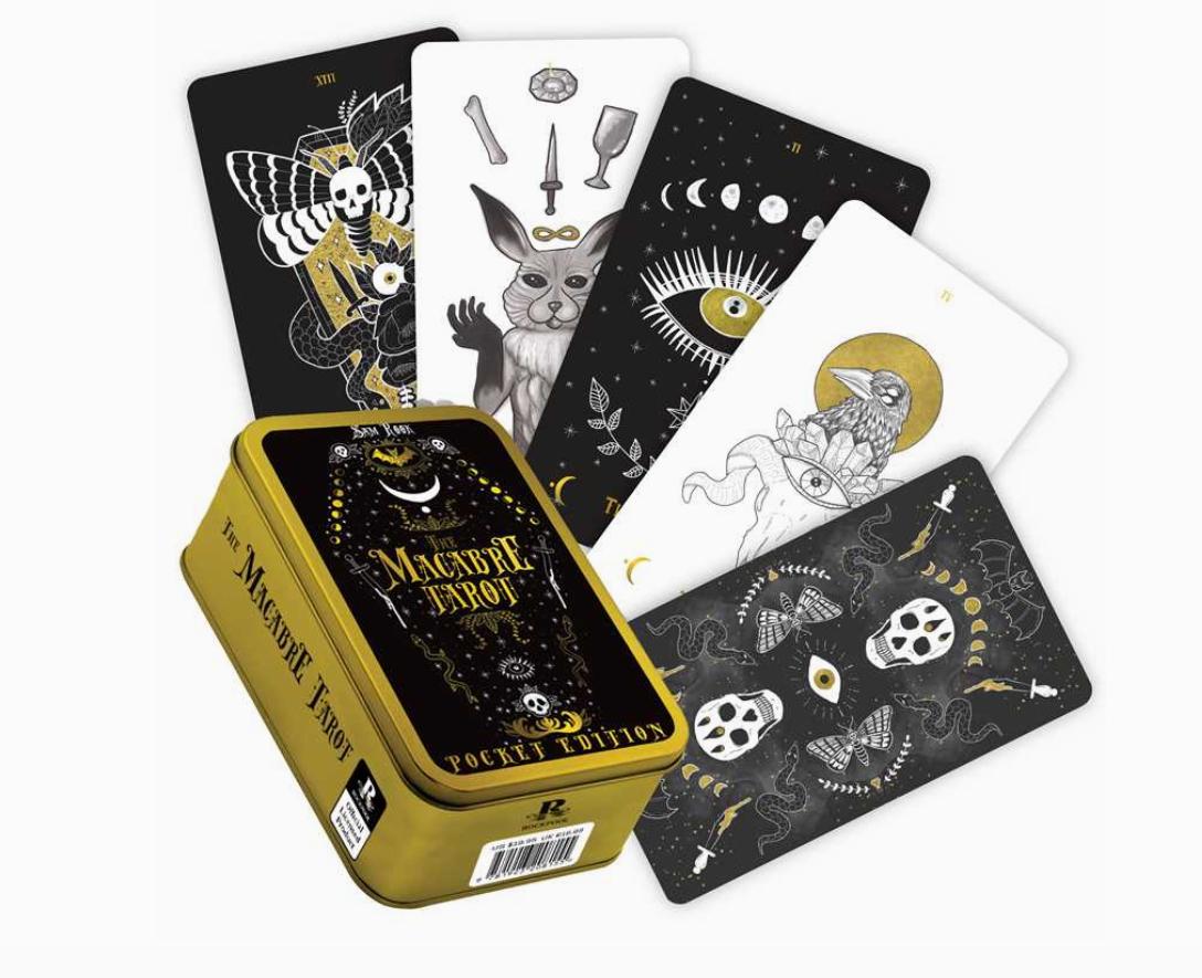 The Macabre Tarot – Pocket Edition Tin Box | Dark Gothic Tarot Deck | Travel Size Divination Cards