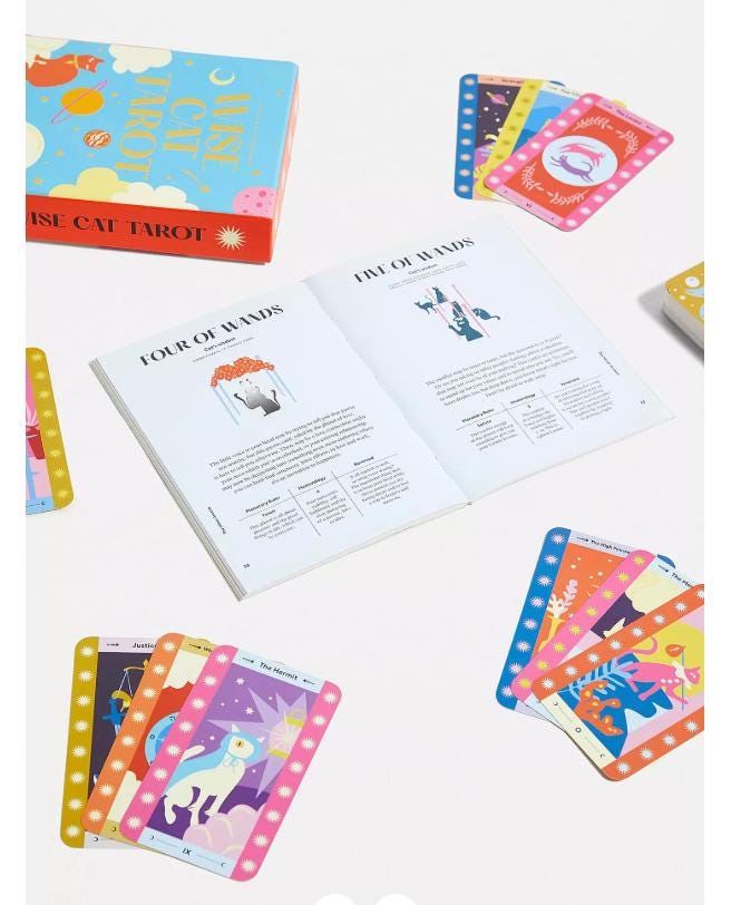 Wise Cat Tarot Deck – 78 Card Tarot with Guidebook, Cat-Themed Divination Cards, Spiritual Gift